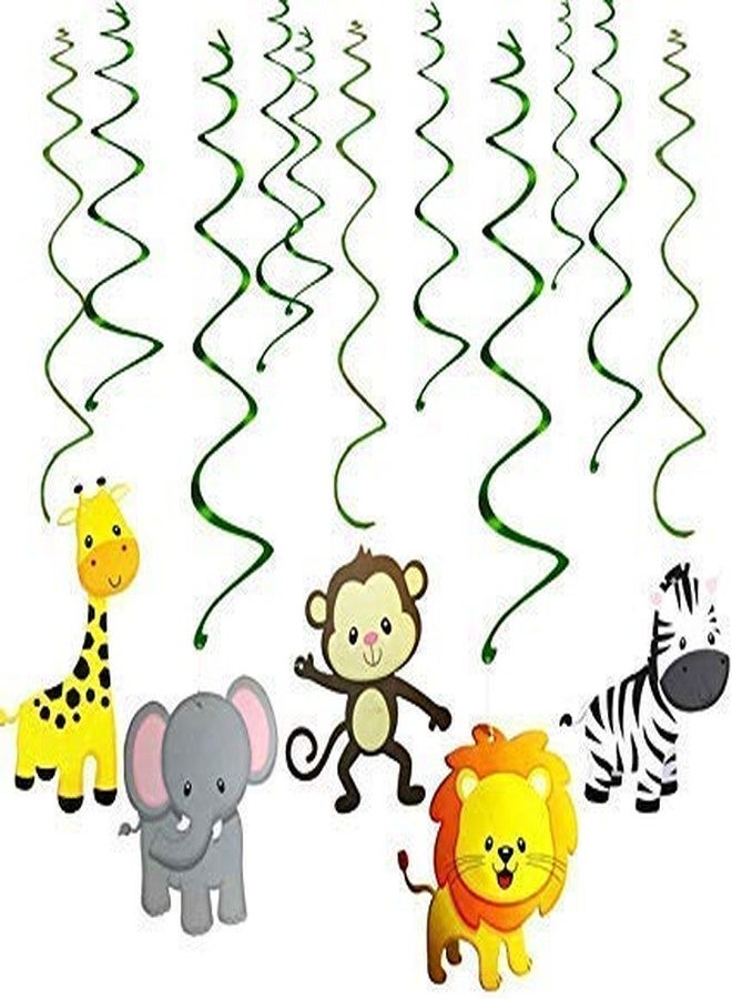 شورو زينة سفاري حيوانات الغابة المعلقة على السقف بتصميم حلزوني، لوازم حفلات احتفالية للأولاد والبنات - 12 قطعة - ألوان متعددة - Image 4